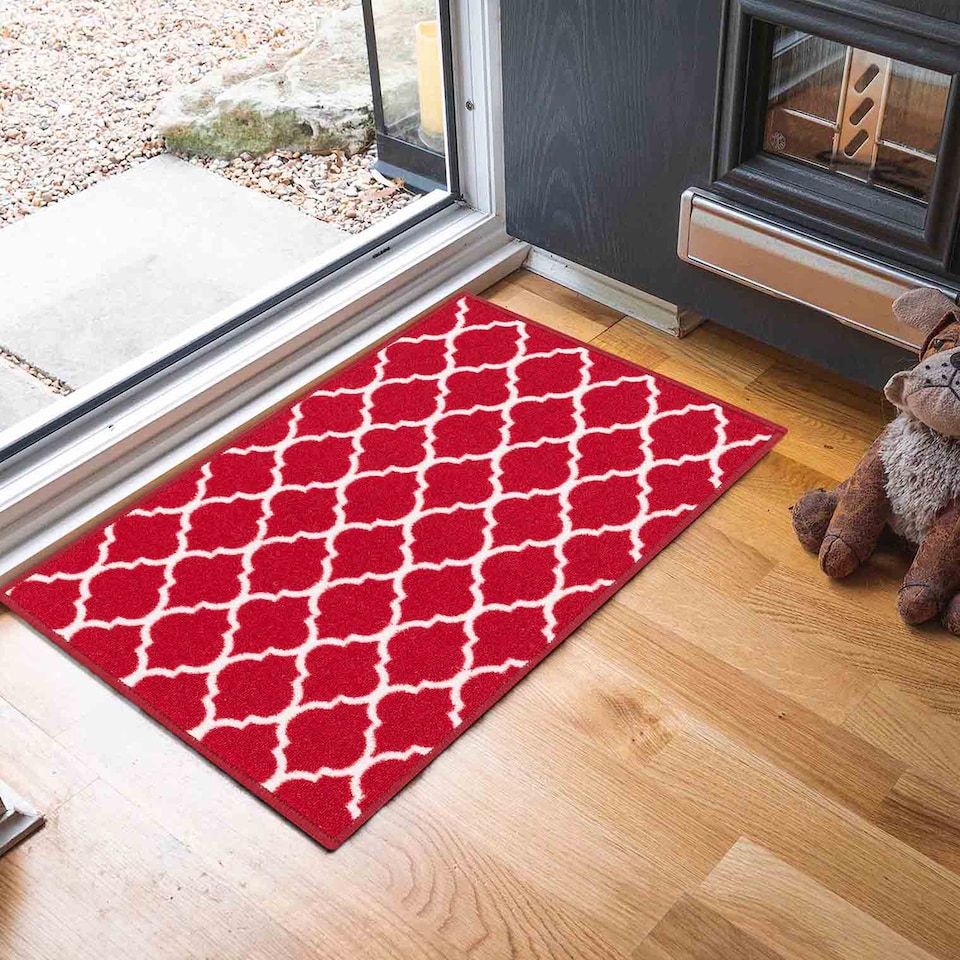 image 1 of Machine Washable Trellis Design Anti Slip Doormats - Runners