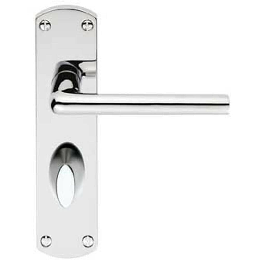 Loops Rounded Straight Bar Handle on Bathroom Backplate 170 x 42mm Polished Chrome