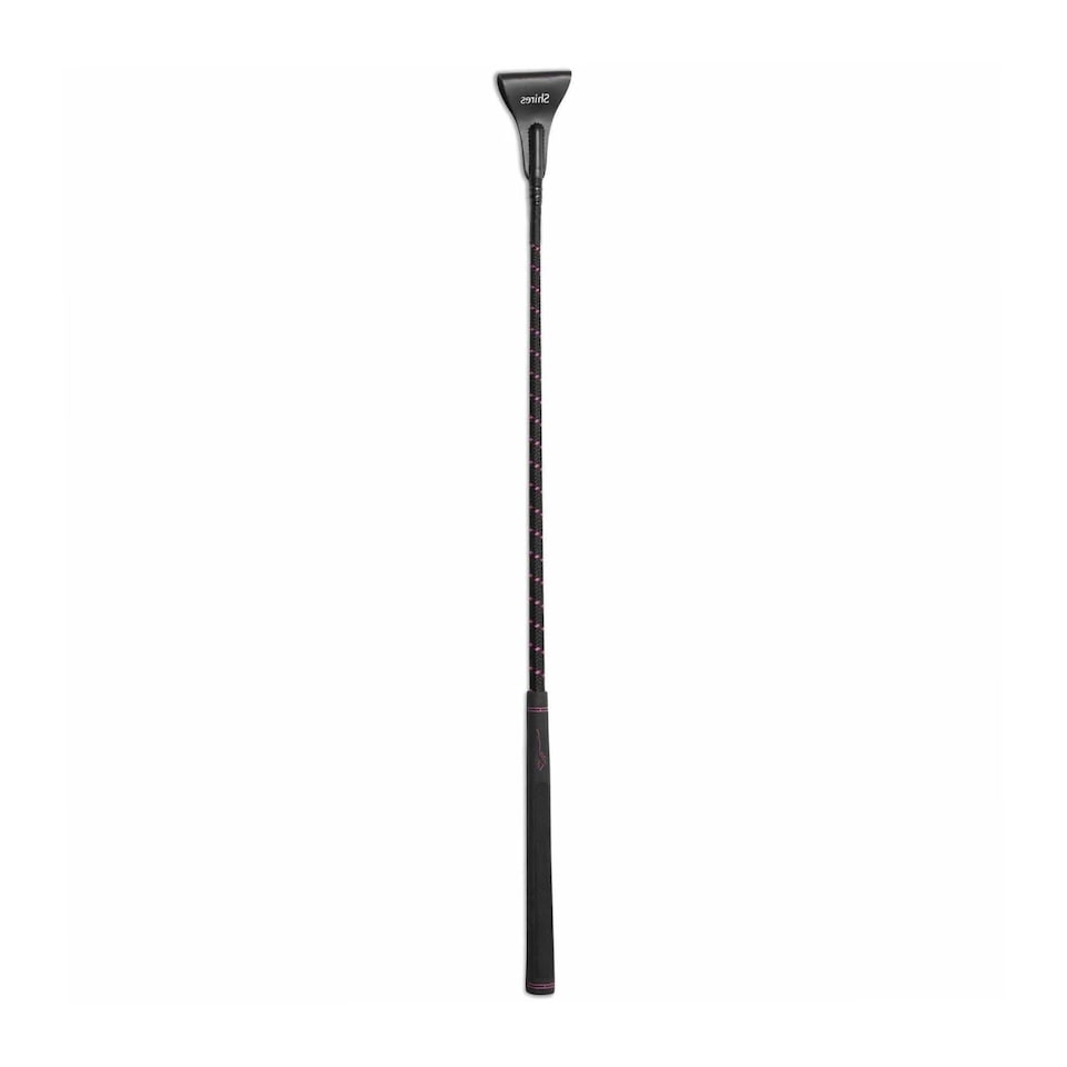 image 1 of Shires Topaz Leather Horse Riding Whip - Raspberry - 26in