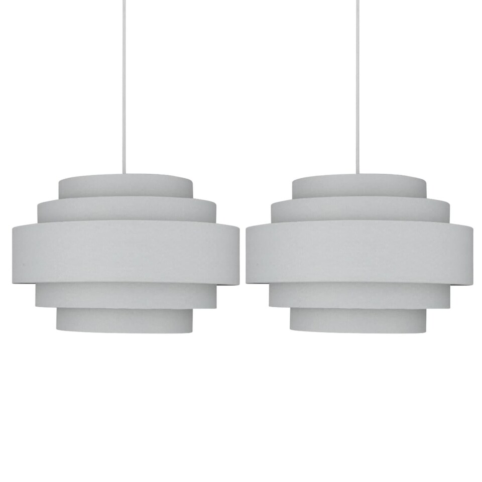 image 1 of Pair of Light Grey 5 Tier Light Shades | Grey | Large | 2