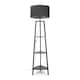 image 1 of ValueLights Hiru Black 3 Tier Shelf Floor Lamp With Charcoal Shade | Grey
