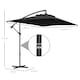 image 7 of Outsunny 3 m Cantilever Parasol with Cross Base, Crank Handle, 6 Ribs, Black