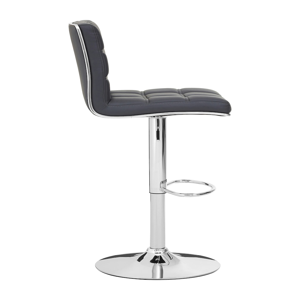 image 1 of Interiors by Premier Grey Faux Leather Bar Chair, Backrest Breakfast Bar Chair, Footrest Living Bar Chair Kitchen