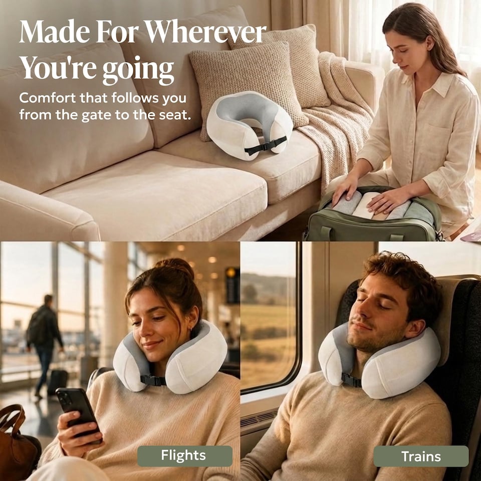 image 1 of Lugg Memory Foam Travel Pillow with Storage Bag 360 Degree Neck Support