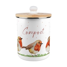 Robins Compost Caddy - Metal 2L Decorative Kitchen Food Waste Bin