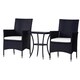 image 1 of Outsunny 3 Pieces Rattan Bistro Set, Wicker Garden Furniture Set with 2 Tier Coffee Table and Chairs, Cushions, for Outdoor Patio Balcony, Black