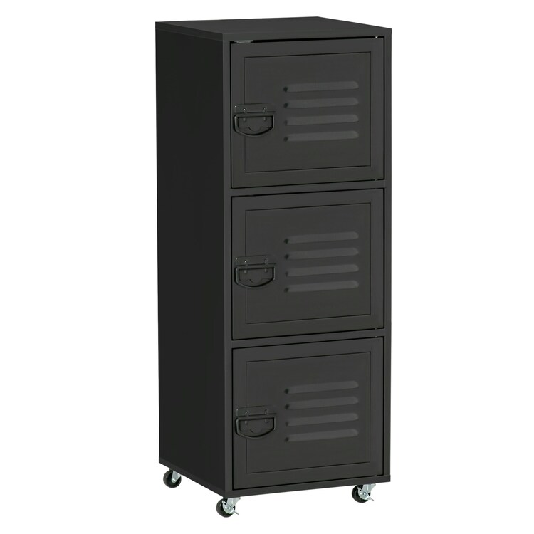 Homcom Rolling Storage Cabinet 3-Tier Mobile File Cabinet With Wheels
