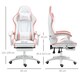 image 3 of Vinsetto Computer Gaming Chair, PU Leather Office Desk Chair with Footrest, Swivel Wheels, 135 Reclining Back, Lumbar Support, Headrest for Home, White and Pink