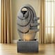 image 4 of Teamson Home Garden Outdoor Water Feature, Modern Oval Water Fountain, With Warm LED Lights, Grey