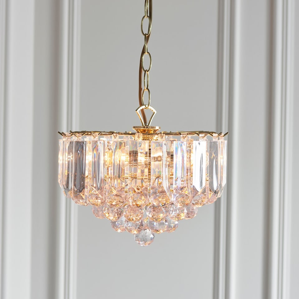 image 1 of Fargo 3 Light Ceiling 31cm Pendant Acrylic, Brass, E14