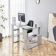 image 3 of Grey Office Desk with Black Velvet Upholstered Chair Wooden Room Furniture Grey