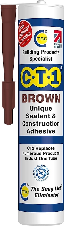 image 1 of CT1 Brown Construction Sealant Adhesive Tube for Virtually Any Material Pack 12