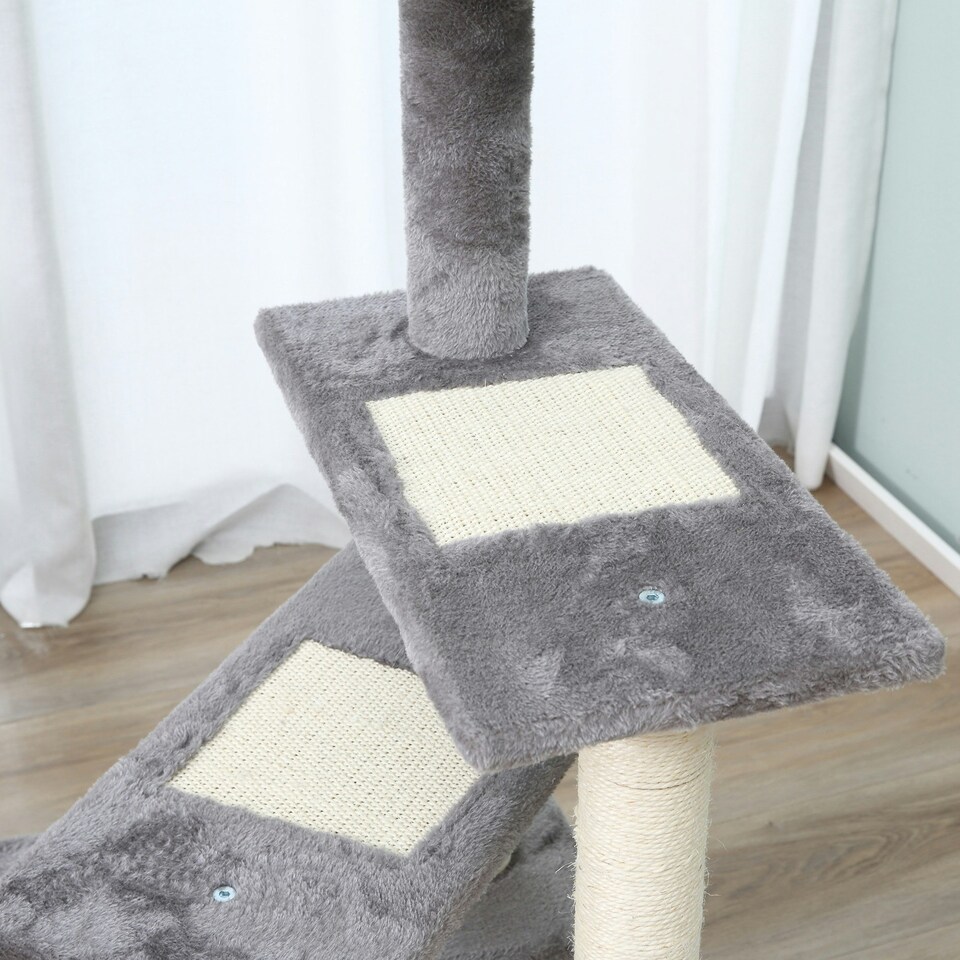 image 1 of PawHut Cat Tree 100cm Indoor Kitten Scratching Post Activity Centre, Grey