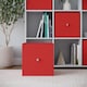 image 3 of Foldable Woven Fabric Storage Cube Box Drawer Insert Organiser Basket with Handle | Red | Red | Pack of 4 | 4
