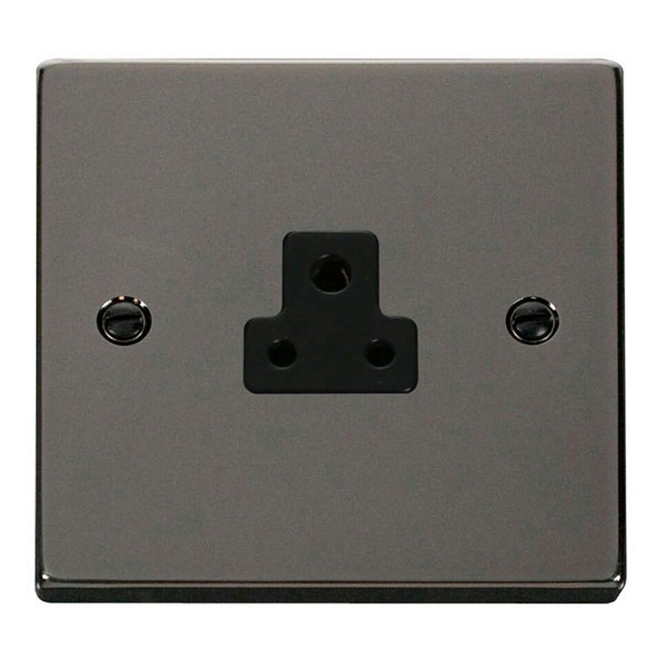 image 1 of SE HOME Black Nickel 1 Gang 2A Round Pin Socket Black | Nickel