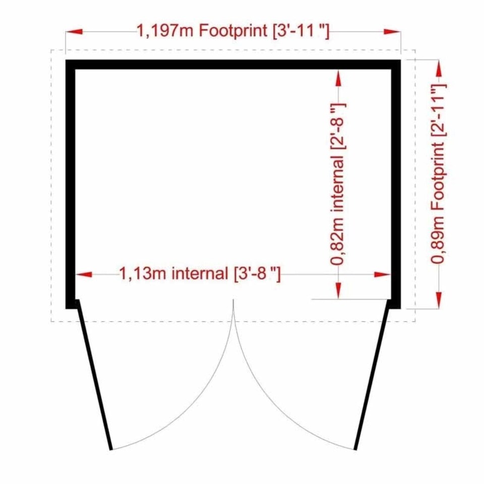 image 1 of Overlap 4 x 3 Feet Pressure Treated Apex Shed Double Door Brown