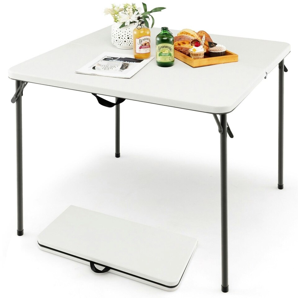 image 1 of COSTWAY Outdoor Folding Camping Table Portable Picnic Table Grey
