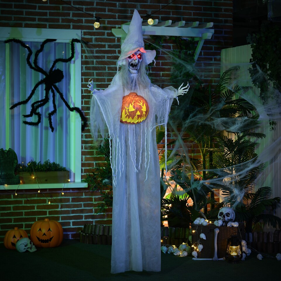 image 1 of HOMCOM Hanging Witch Prop Life Size with Sound and Motion Activated