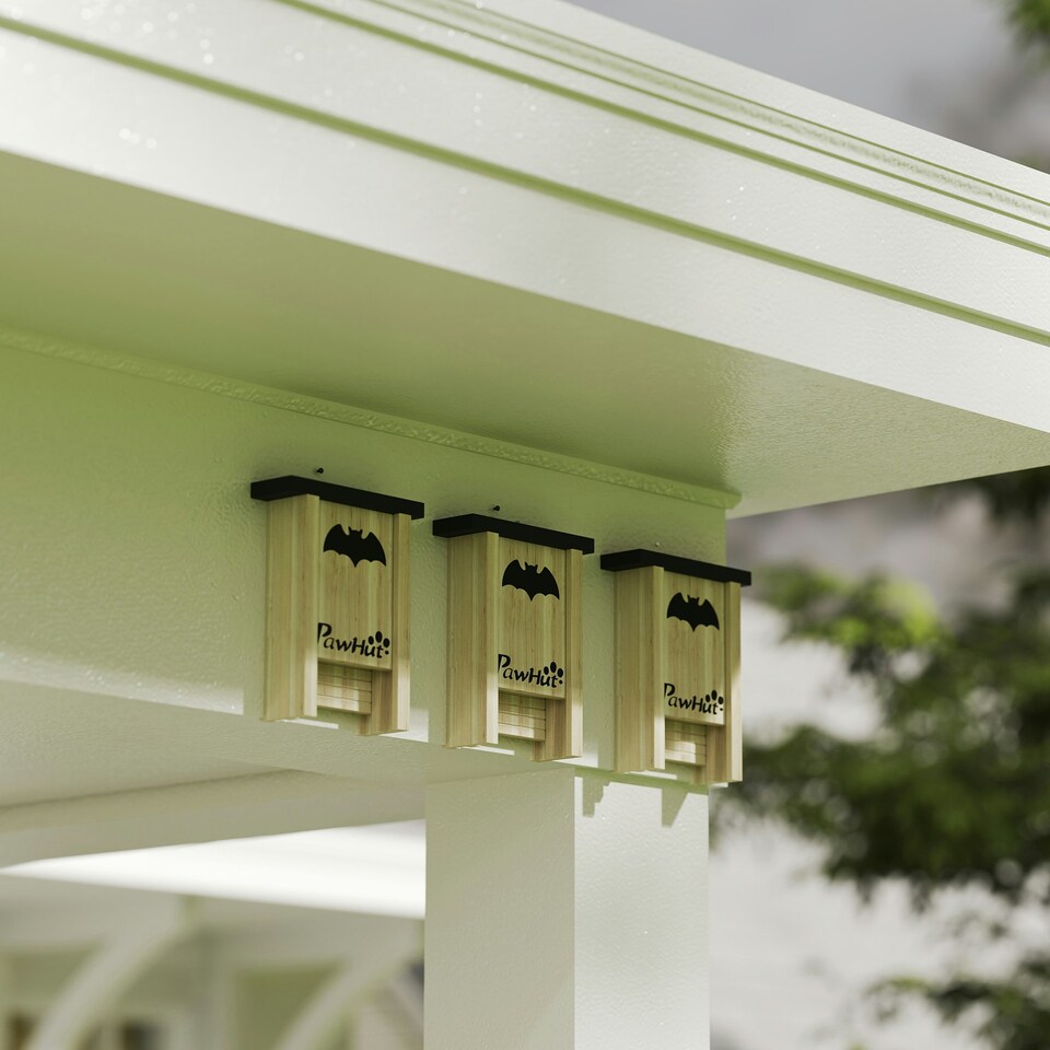 image 1 of PawHut 3PCs Bat Boxes Designed to Attract Bats, 18 x 6 x 22.5 cm