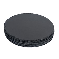 Argon Tableware Round Slate Placemats - 30cm - Pack of 6 | Black | Natural