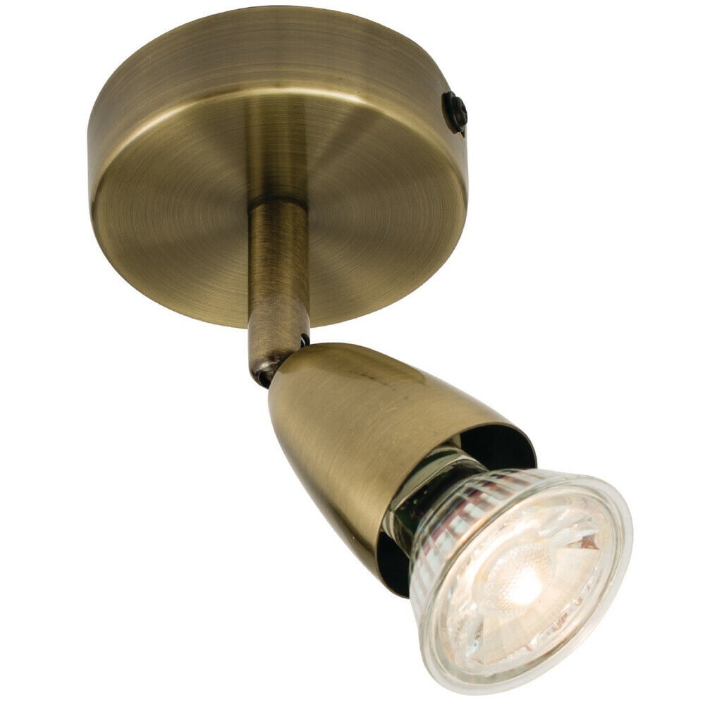 Loops LED Adjustable Ceiling Spotlight Antique Brass Single GU10 Dimmable Downlight in Metallics