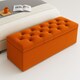 image 1 of 137cm Chesterfield Ottoman Storage Box, Burnt Orange Plush Velvet Upholstered Blanket Box, End of Bed Bench, Deep Storage Chest