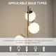 image 6 of HOMCOM 3Light Tree Floor Lamps for Living Room, Modern Standing Lamp for Bedroom with Globe Lampshade, Steel Base, Bulb not Included, Silver Tone