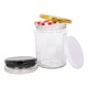 image 4 of Argon Tableware Glass Jam Jars with Green Lids - 380ml - Pack of 6