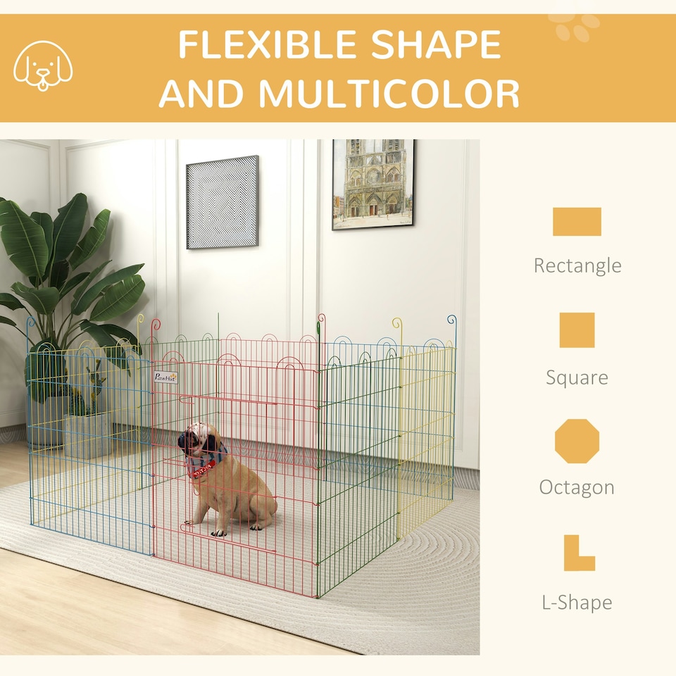 image 1 of PawHut Pet Playpen Dog Puppy Crate Kennel w/ Door, 60H x Φ156cm