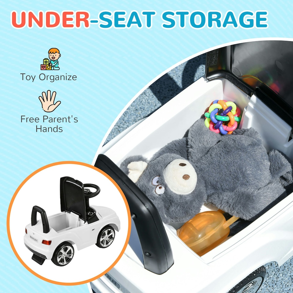 image 1 of AIYAPLAY Bentley Licensed Ride on Car, Foot to Floor w/ Music Horn - White