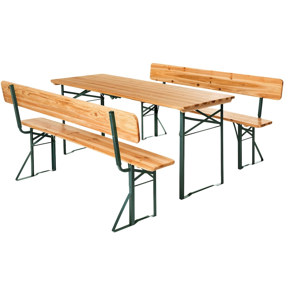image 1 of Picnic Table and Benches Franz II - 1 table and 2 benches, foldable, with backrests