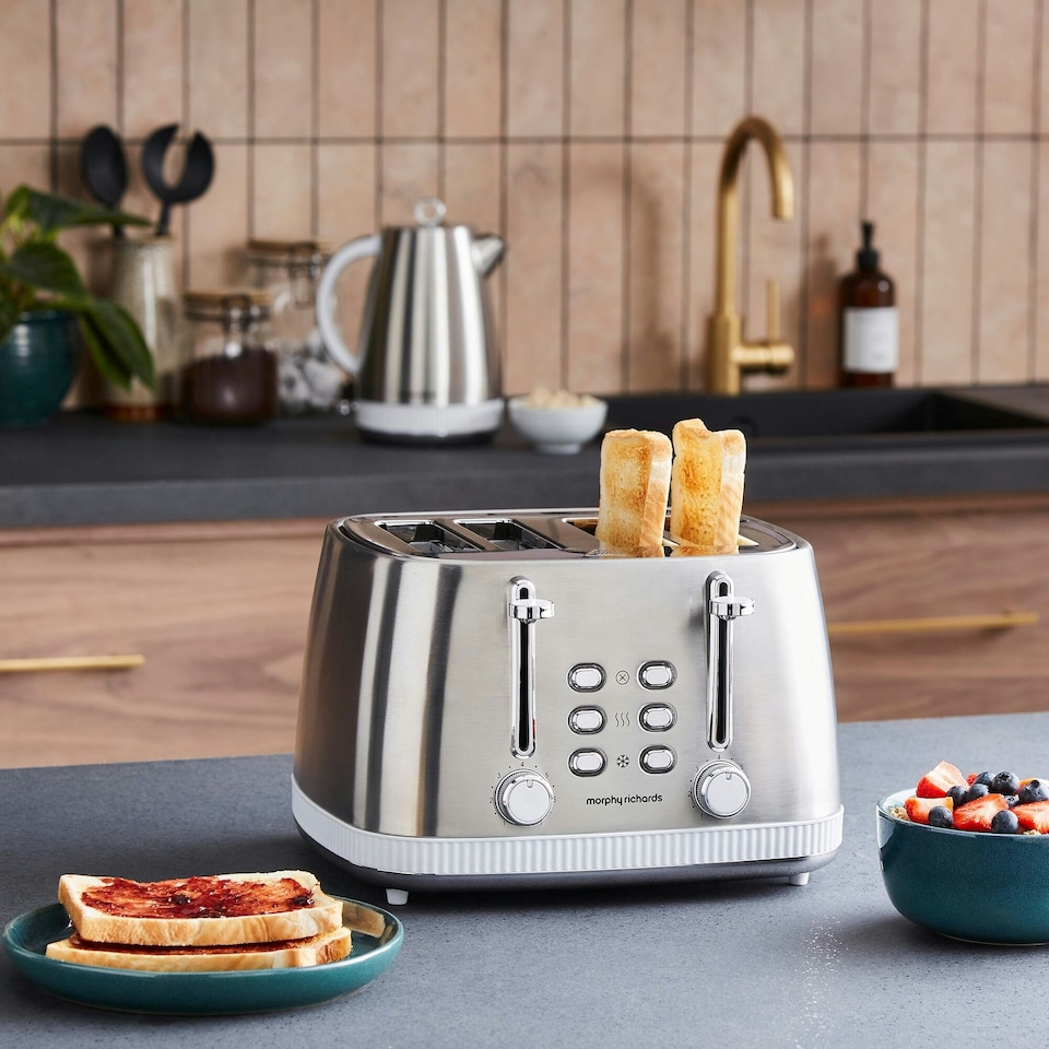 image 1 of Morphy Richards Mexborough 4 Slice Toaster White | Silver | White