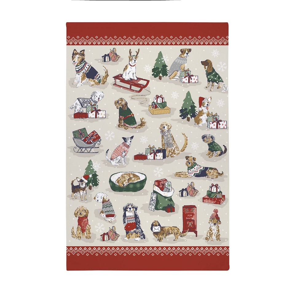 image 1 of Ulster Weavers Merry Mutts Tea Towel - Cotton Red