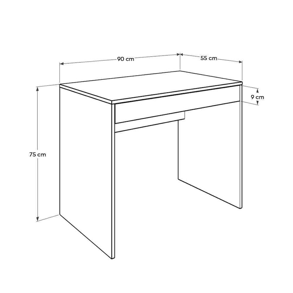 image 1 of Adore Matt White Laptop Study Desk with Full Width Drawer White