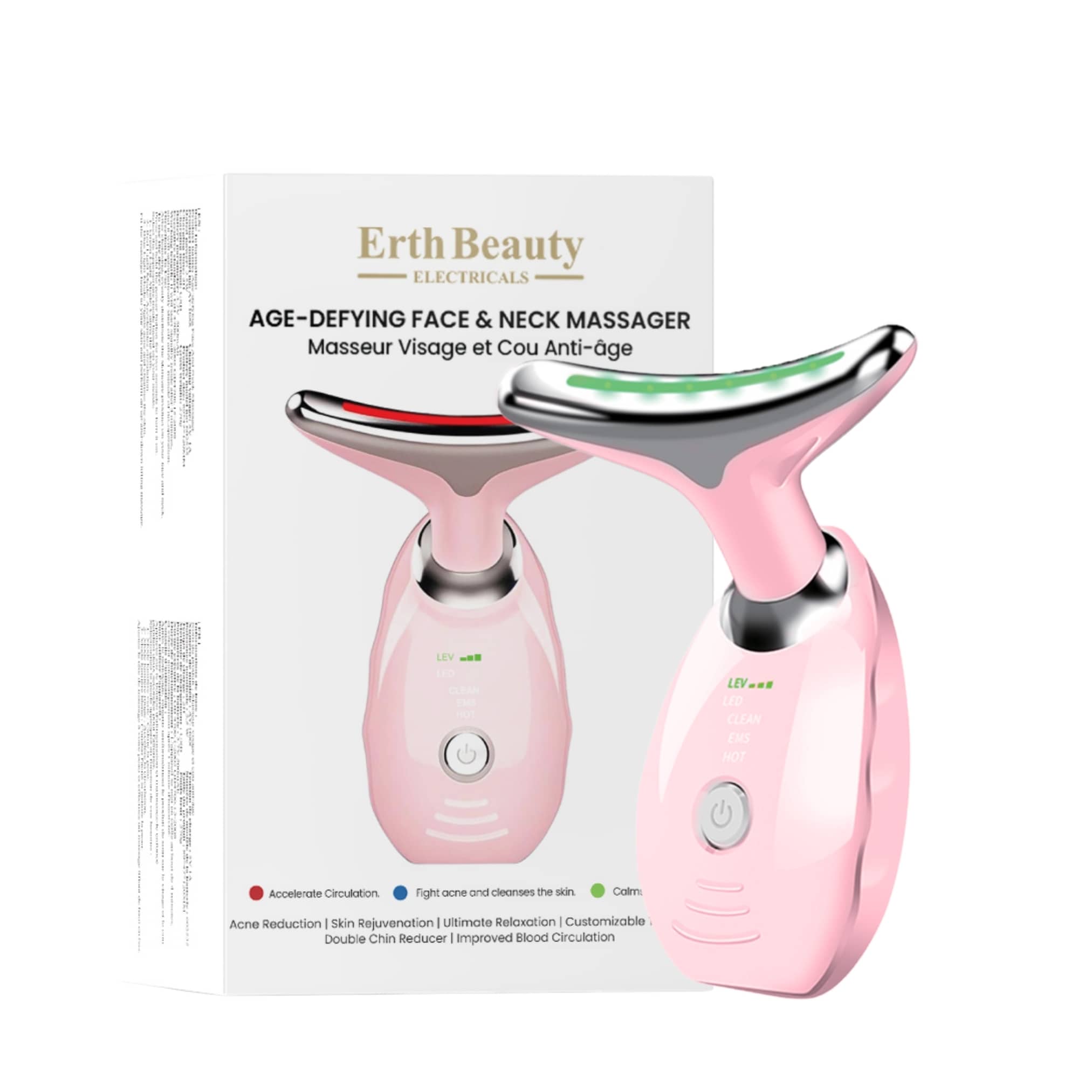 Erth Skin London Age -Defying Face And Neck Massager Pink