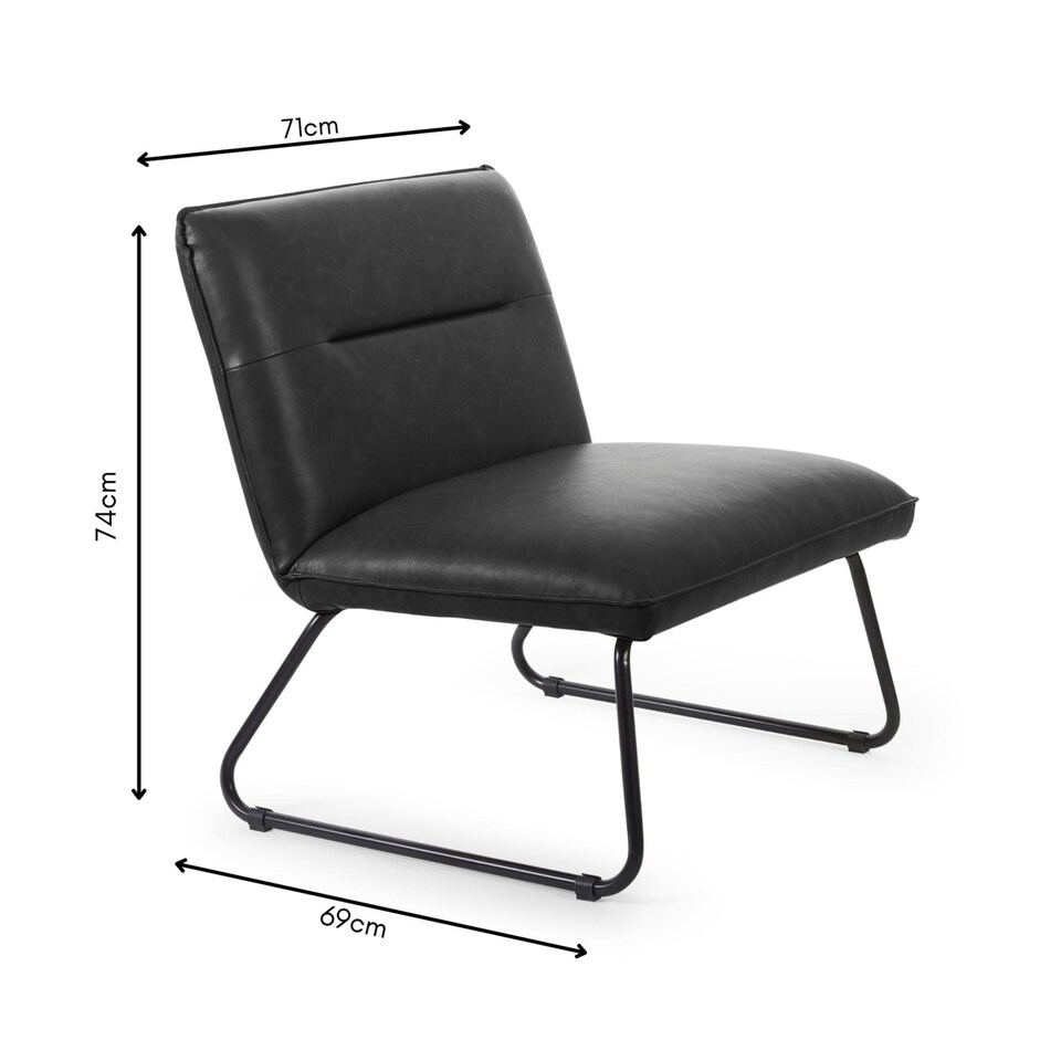 image 1 of Saxon Black Faux Leather Lounge Chair