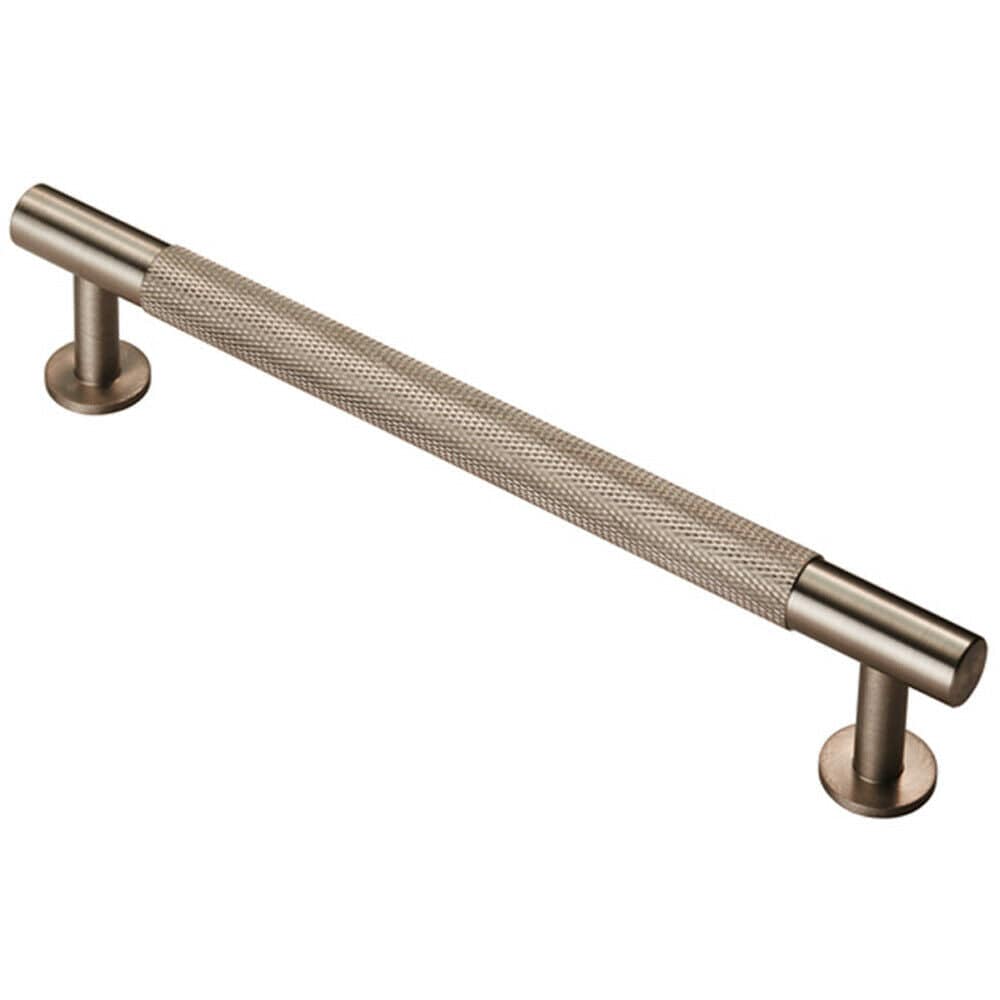 Loops Knurled Bar Door Pull Handle 190 x 13mm 160mm Fixing Centres Satin Nickel in Metallics