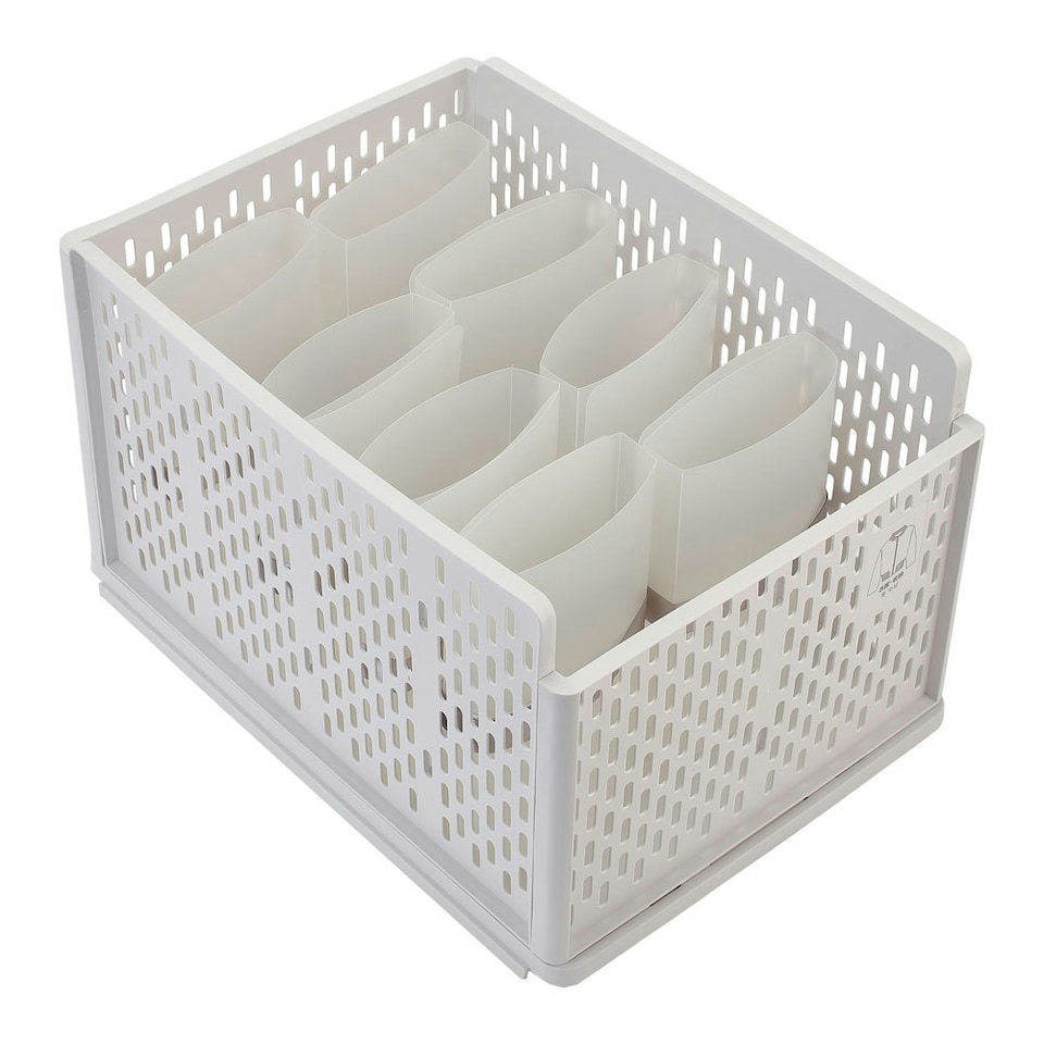 image 1 of Living and Home Plastic Stackable Clothes Storage Basket Organizer | White