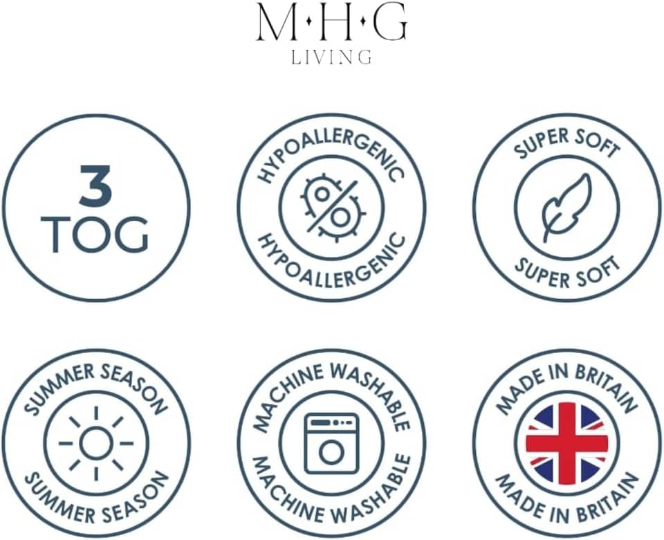 image 1 of MHG Living 3 Tog Summer Duvet – Lightweight Cooling Hollowfibre Quilt for Hot Sleepers|White|King