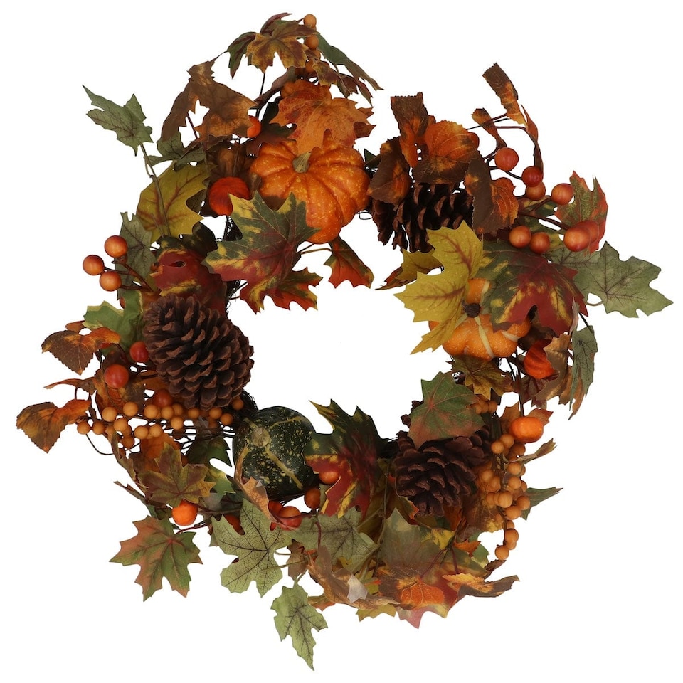 Heaven Sends Halloween Mixed Pumpkin and Pinecone Autumnal Wreath