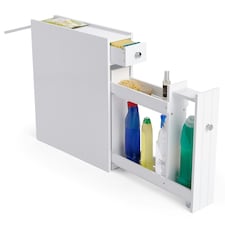 VonHaus Holbrook White Slim Bathroom Storage Unit with Drawers