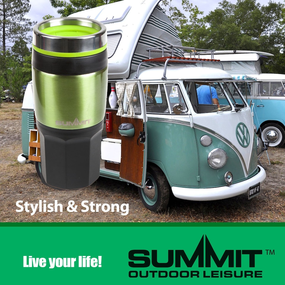 image 1 of VFM e-Store Green 400ml Insulated Travel Mug - Metallic, Leakproof