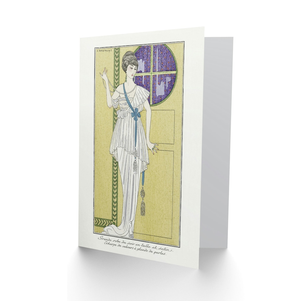 image 1 of George Barbier Art Card Vintage Parisian Fashion Evening Gown