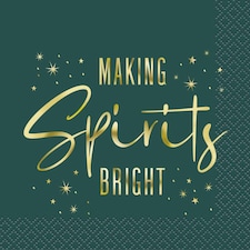 Pack of 20 Modern Christmas "Making Spirits Bright" Beverage Napkins