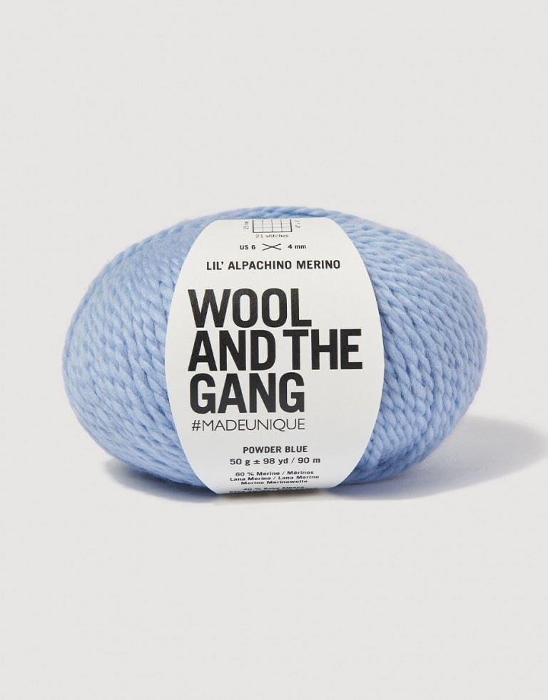 Wool and the Gang Blue Lil Alpachino Merino DK Yarn For Crochet, Knitting - per 50 gram ball