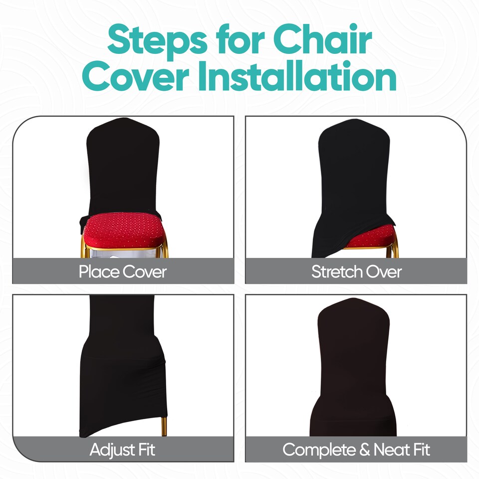 image 1 of Chair Cover Spandex Polyester Stretch Fabric Dining Slipcovers - 10pcs