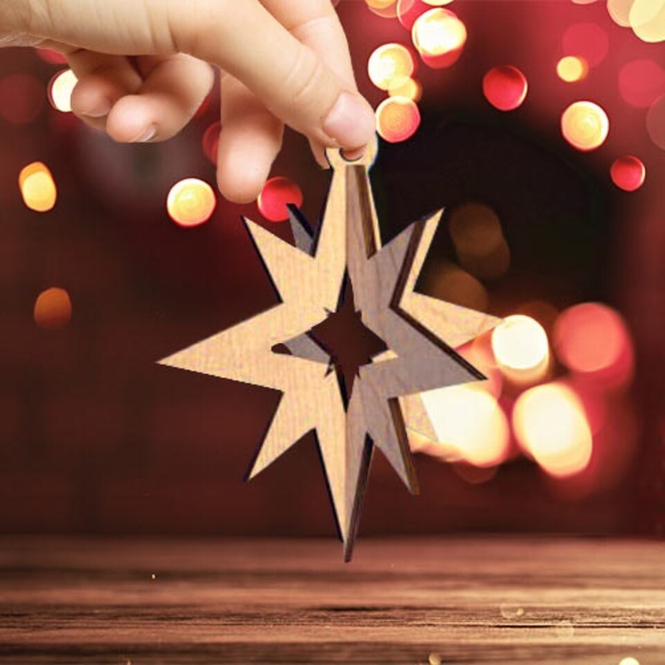 8 Point Star Cutout 3D Hanging Christmas Ornament Decoration