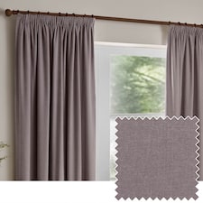 Yard Heavy Chenille Room Darkening Pencil Pleat Curtains, Mauve, (W) 168 x (D) 229cm | Purple | Mauve | 1