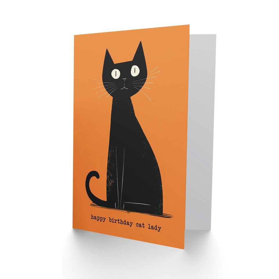 image 1 of Cat Lover Lady Mid Century Modern Pet Orange Her Birthday Card