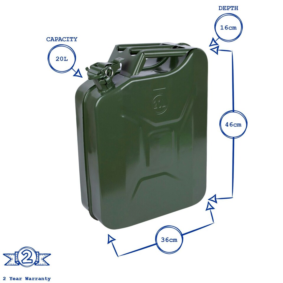image 1 of Pro User Steel Jerry Can - 20L - Green